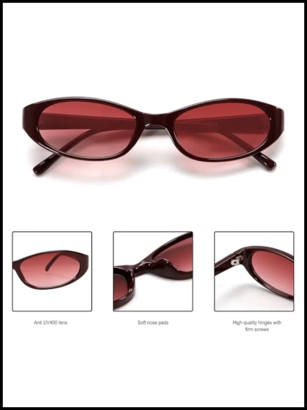 Retro Oval Sunglasses 90s Chic Cat Eye Lightweight Shades UV Protection